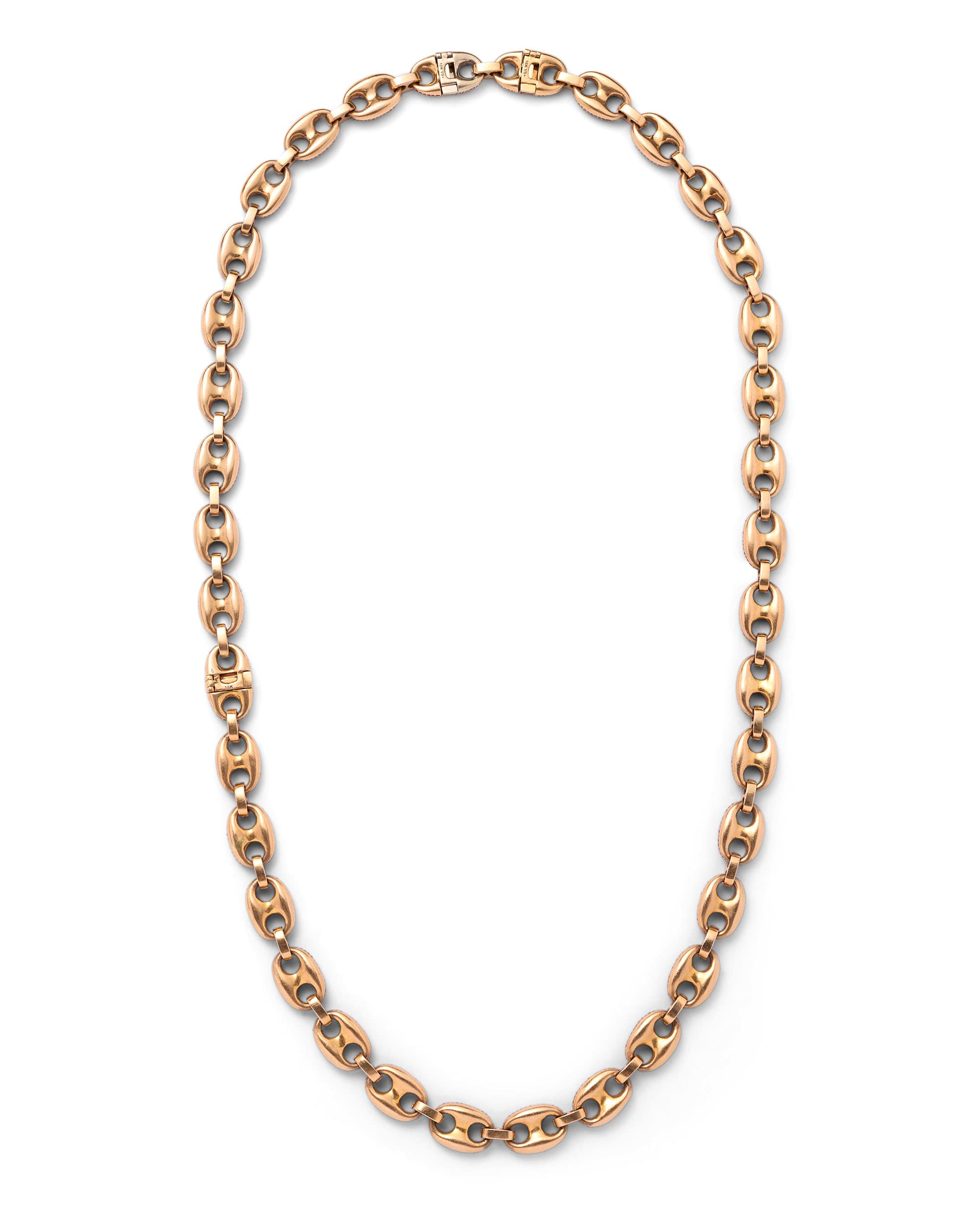 Diamond & Sapphire Gucci Link Gold Necklace Set - image 5 - underside of sapphire piece