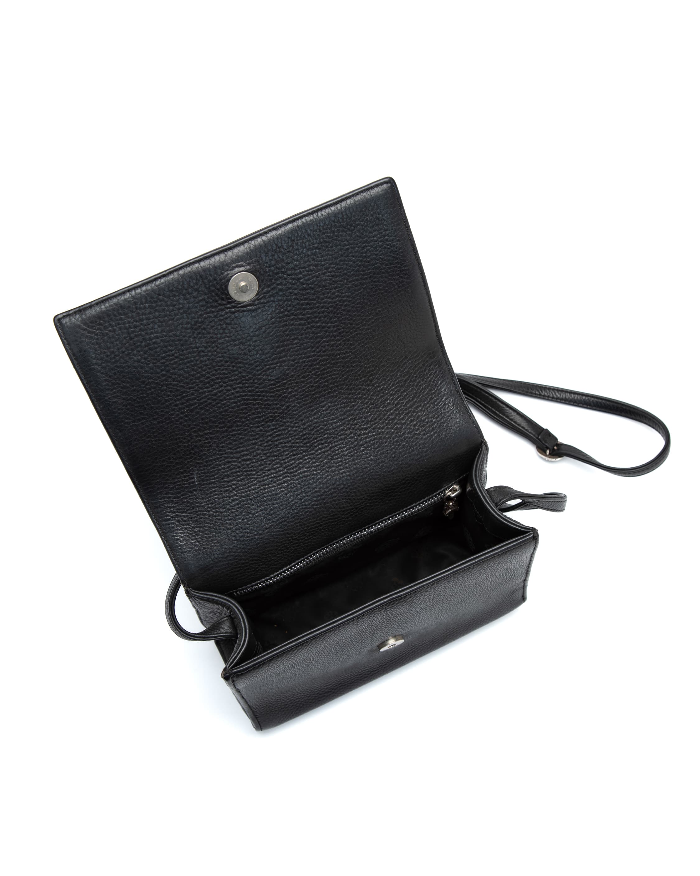 Large Chrome Hearts Cross Black Leather Crossbody Bag - image 5 - bird's eye showing bag interior