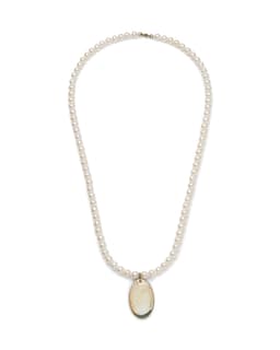 Pearl Silver Charm Necklace - Back