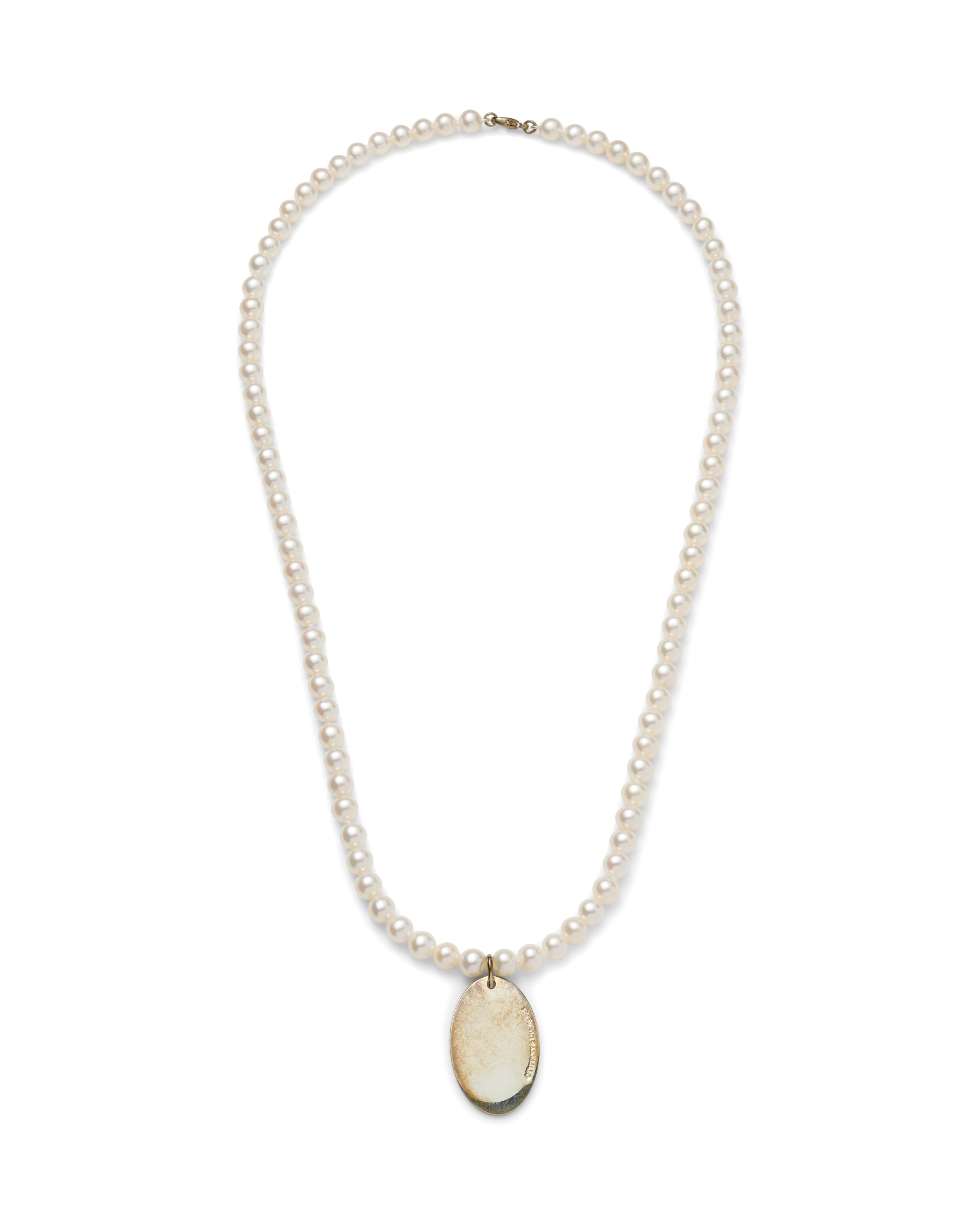 Pearl Silver Charm Necklace - Back