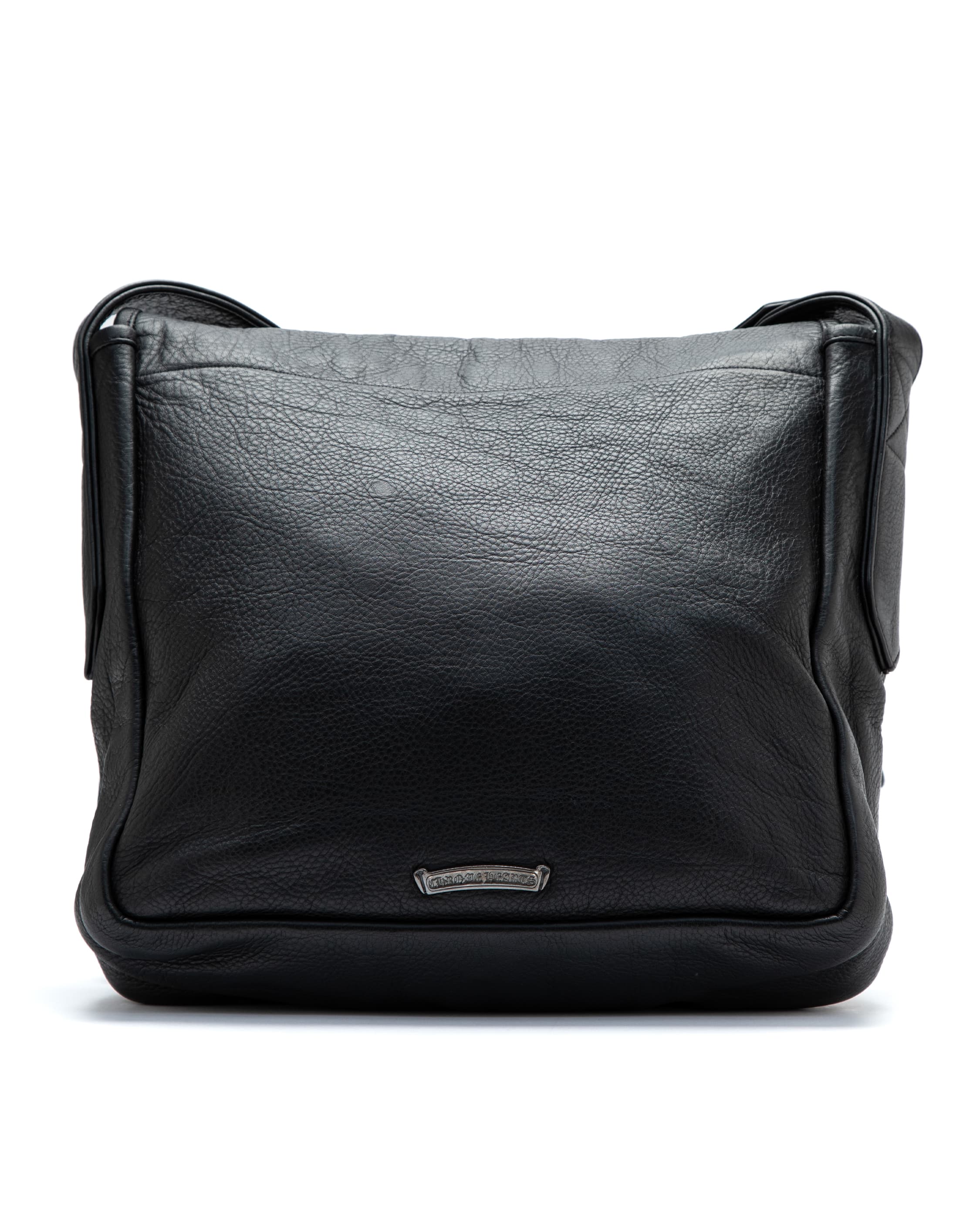 Large Cross Mail Black Leather Bag - image 3 - exterior back of bag