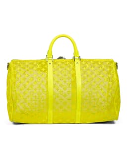 Yellow Mesh Monogram Keepall Bandoulière 50 - image 3 - back of keepall