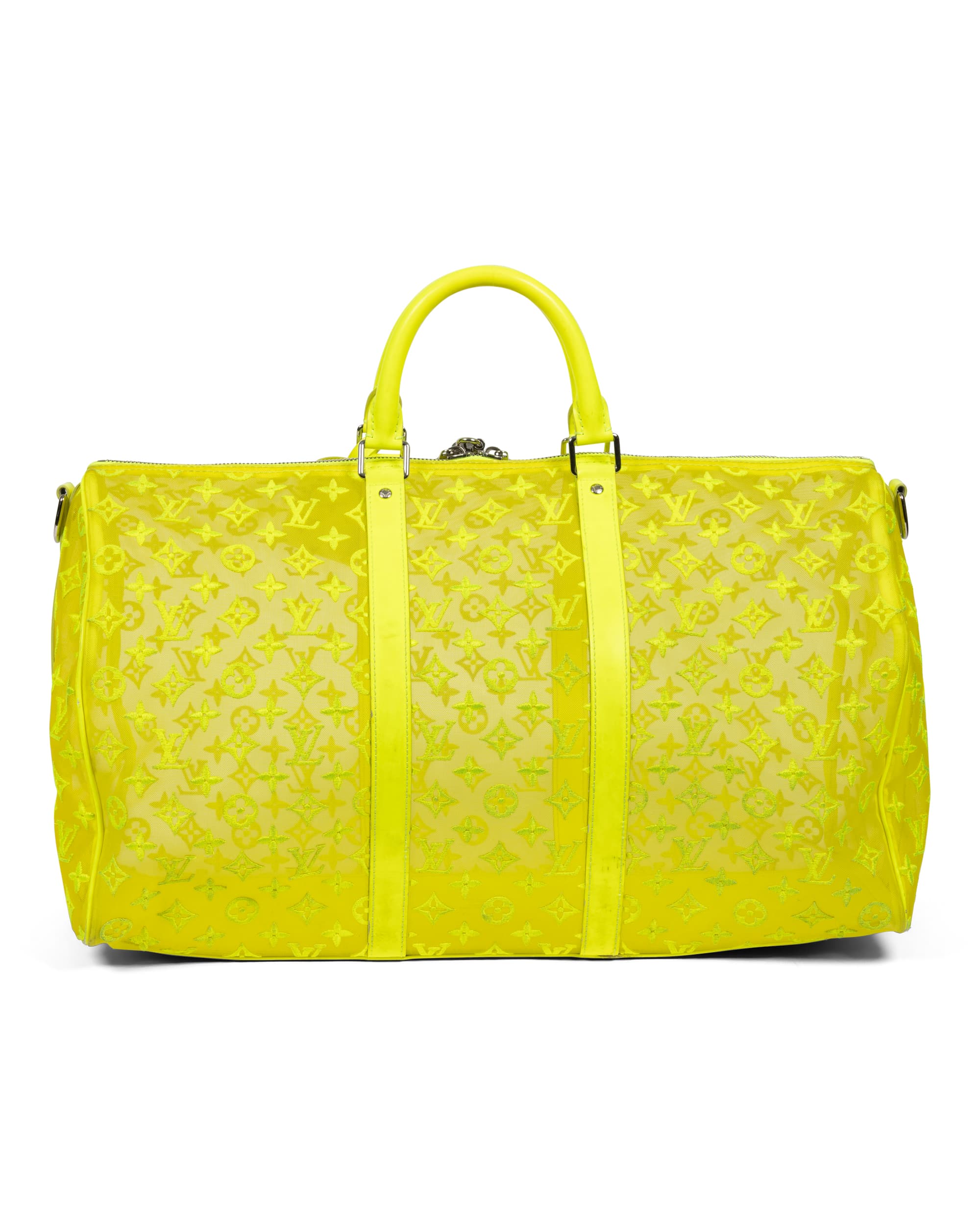 Yellow Mesh Monogram Keepall Bandoulière 50 - image 3 - back of keepall