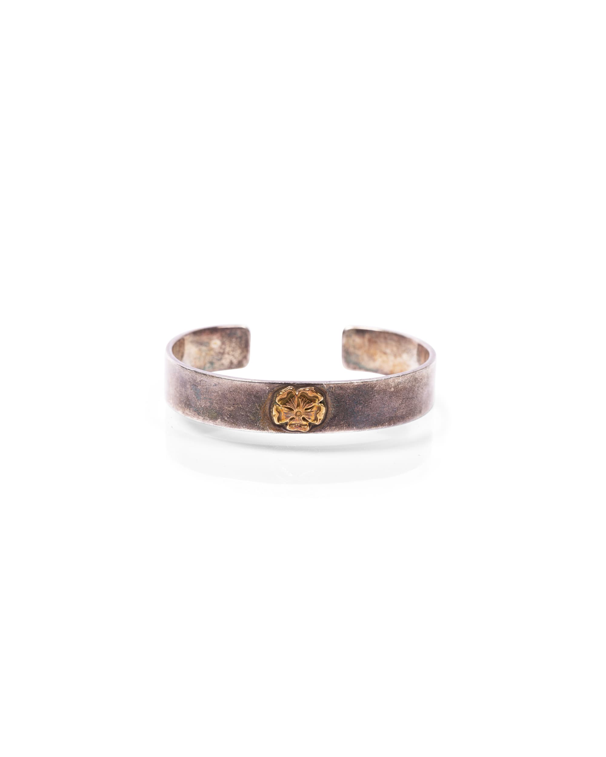 Silver Bangle with 18k Gold Emblem - Front Top Angle