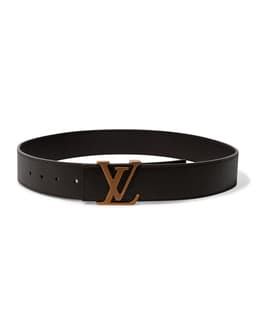 LV Black Leather Belt - Front Relaxed