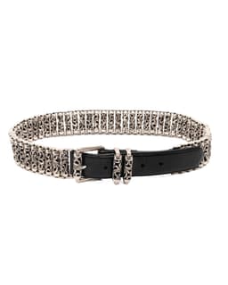 Roller Link Black Leather Belt - image 1