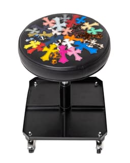Black & Multicolor Cross Patch Stool - image 3