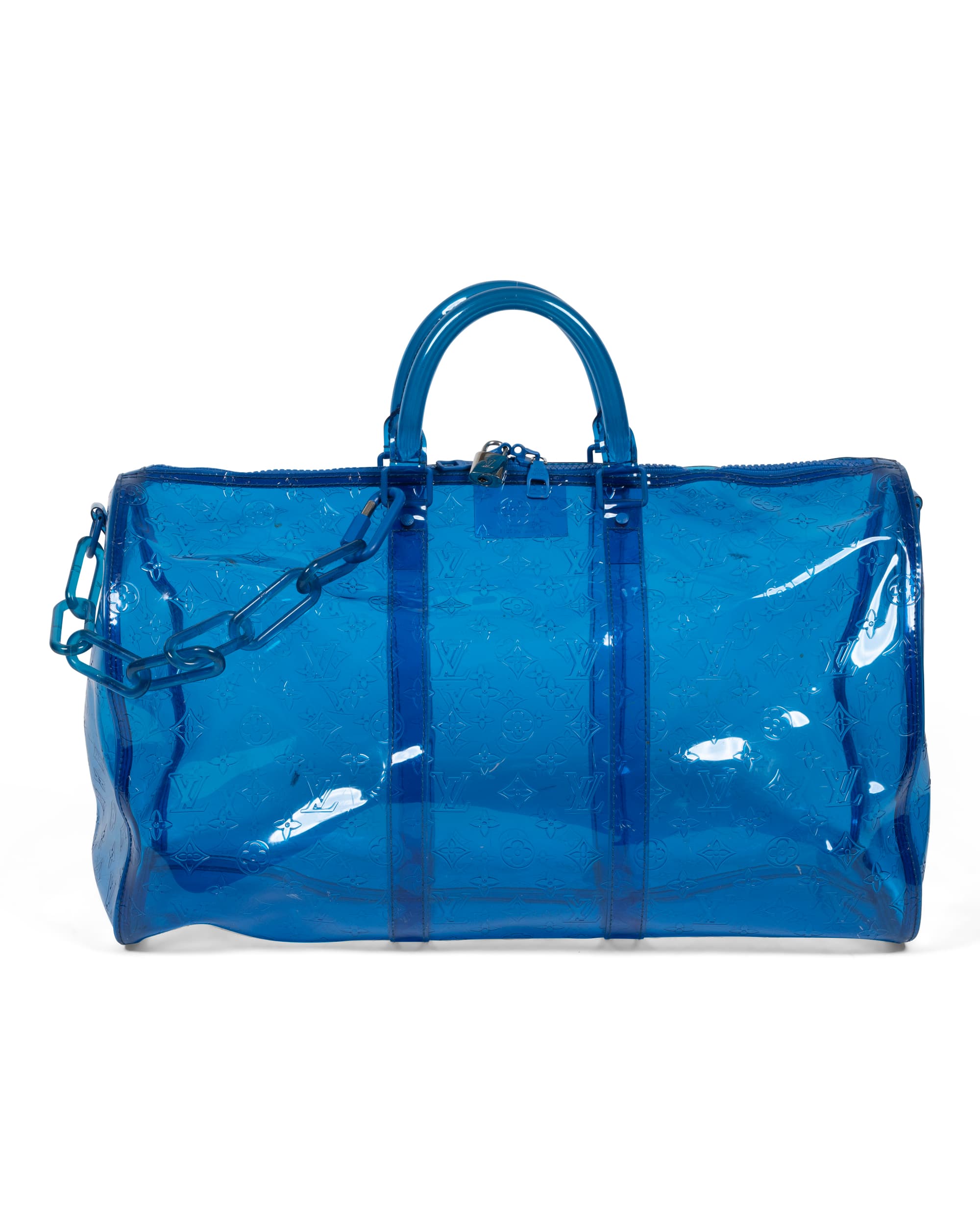 PVC Blue Monogram Keepall Bandoulière 50 - image 1 - front of bag, chain showed