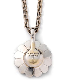 Diamond & Sapphire Flower Pendant - image 3 - close-up of pendant reverse and inscription