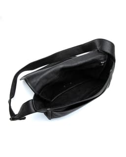 Large Cross Mail Black Leather Bag - image 5 - bird's-eye view showing interior lining and base