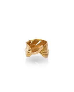 18k Gold Feather Ring - Back