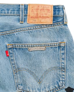 Vintage Levi's Black Cross Patch Blue Jeans - image 5 - back pocket with CHROME HEARTS and Levi's brand patches