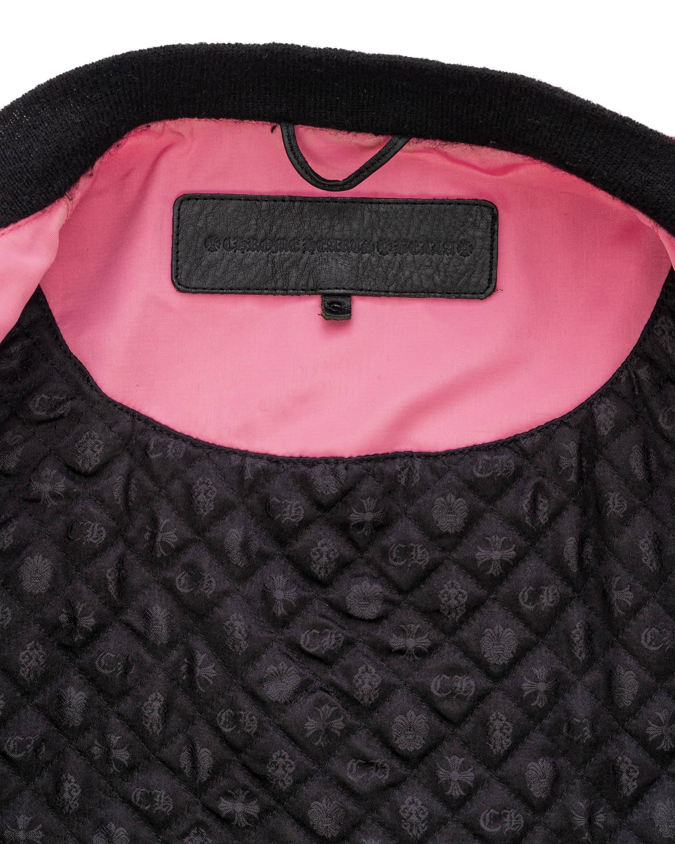 Pink Leather Bomber Jacket - image 5 - CHROME HEARTS - BELLA label on inside of jacket