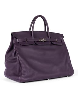 Raisin Togo Leather Travel Birkin 50 with Palladium Hardware - Front Right Angle