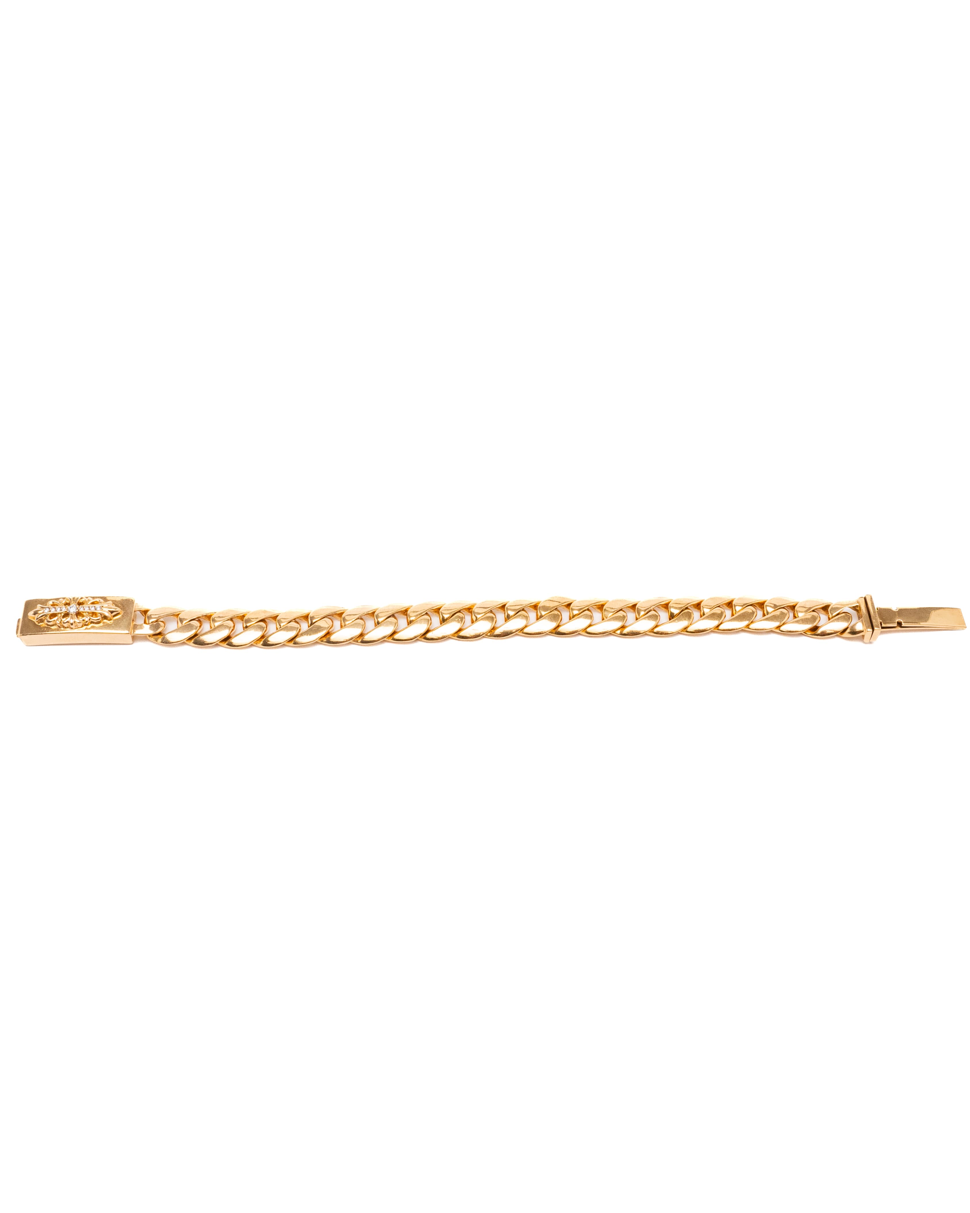 22k Yellow Gold and Diamond Floral Cross Baby ID Bracelet - image 5
