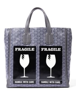 Custom Gray Goyardine Human Made 'Handle with Care' Tote Villette Bag - Back