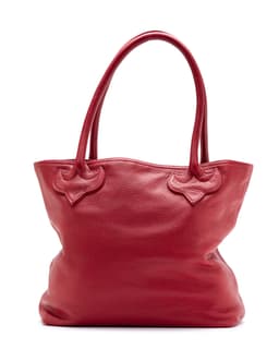 Matty Boy Large Cross Hand-Painted Red Leather Tote Bag - image 3 - back of bag