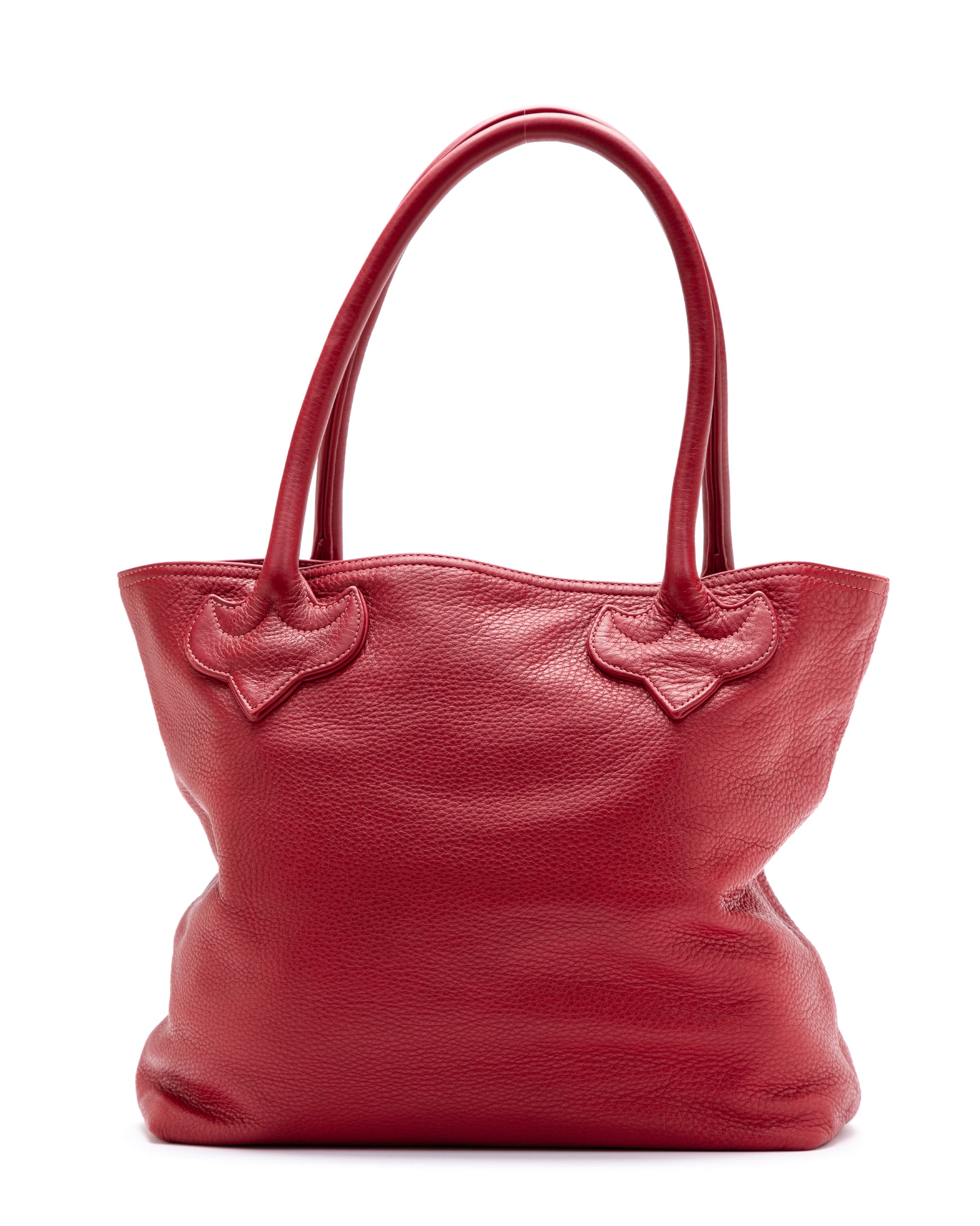 Matty Boy Large Cross Hand-Painted Red Leather Tote Bag - image 3 - back of bag