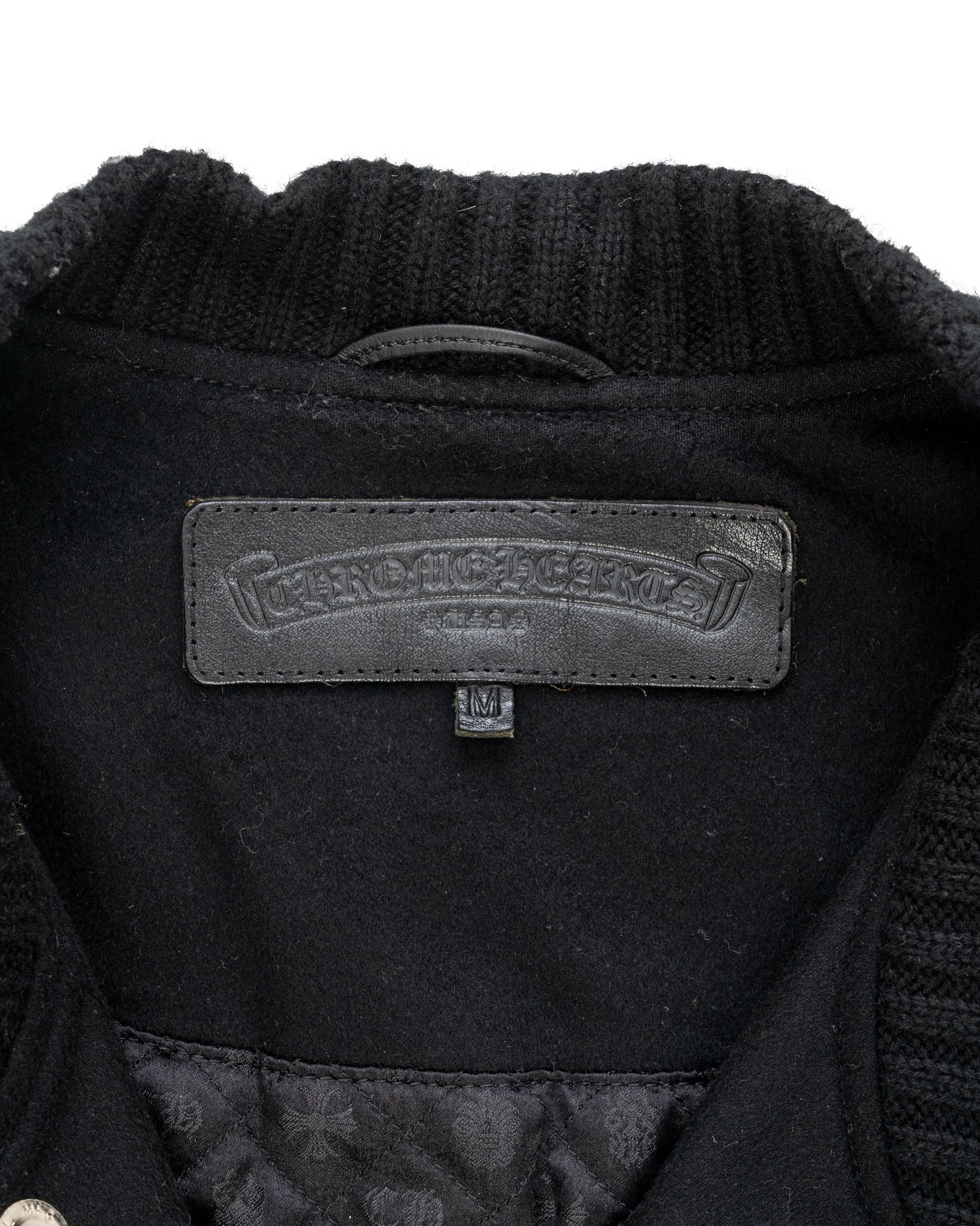 Multicolor Cross Patch Letterman Jacket - image 3 - CHROME HEARTS label on inside of garment