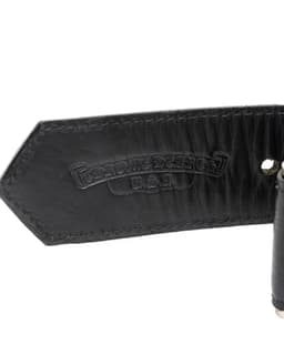 Roller Link Black Leather Belt - image 5 - CHROME HEARTS label on strap underside