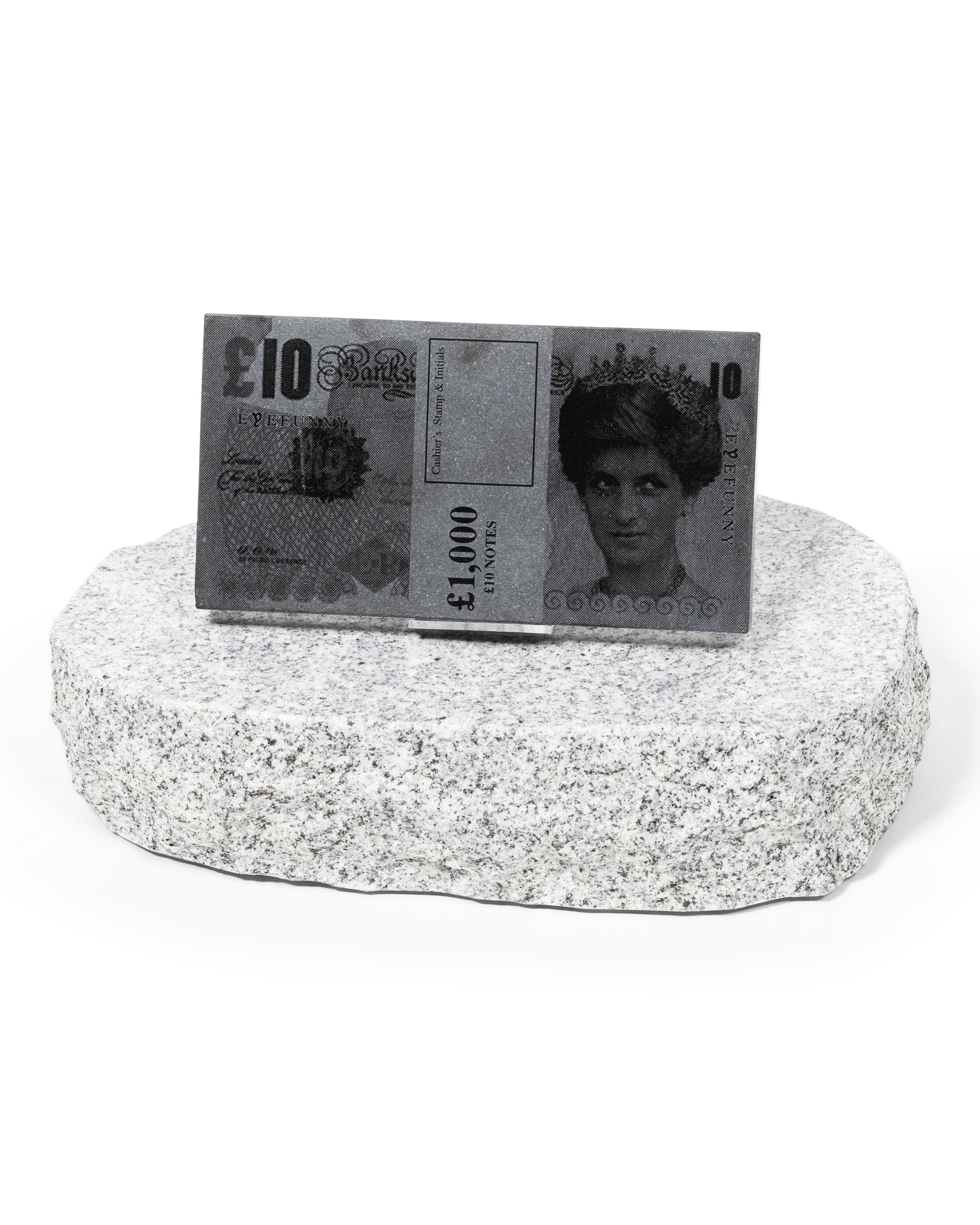 "Cryptocurrencies" - image 3 - GBP notes on granite display shelf