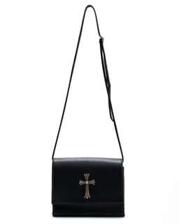 Large Chrome Hearts Cross Black Leather Crossbody Bag - image 1 - exterior front of bag showing large cross detail