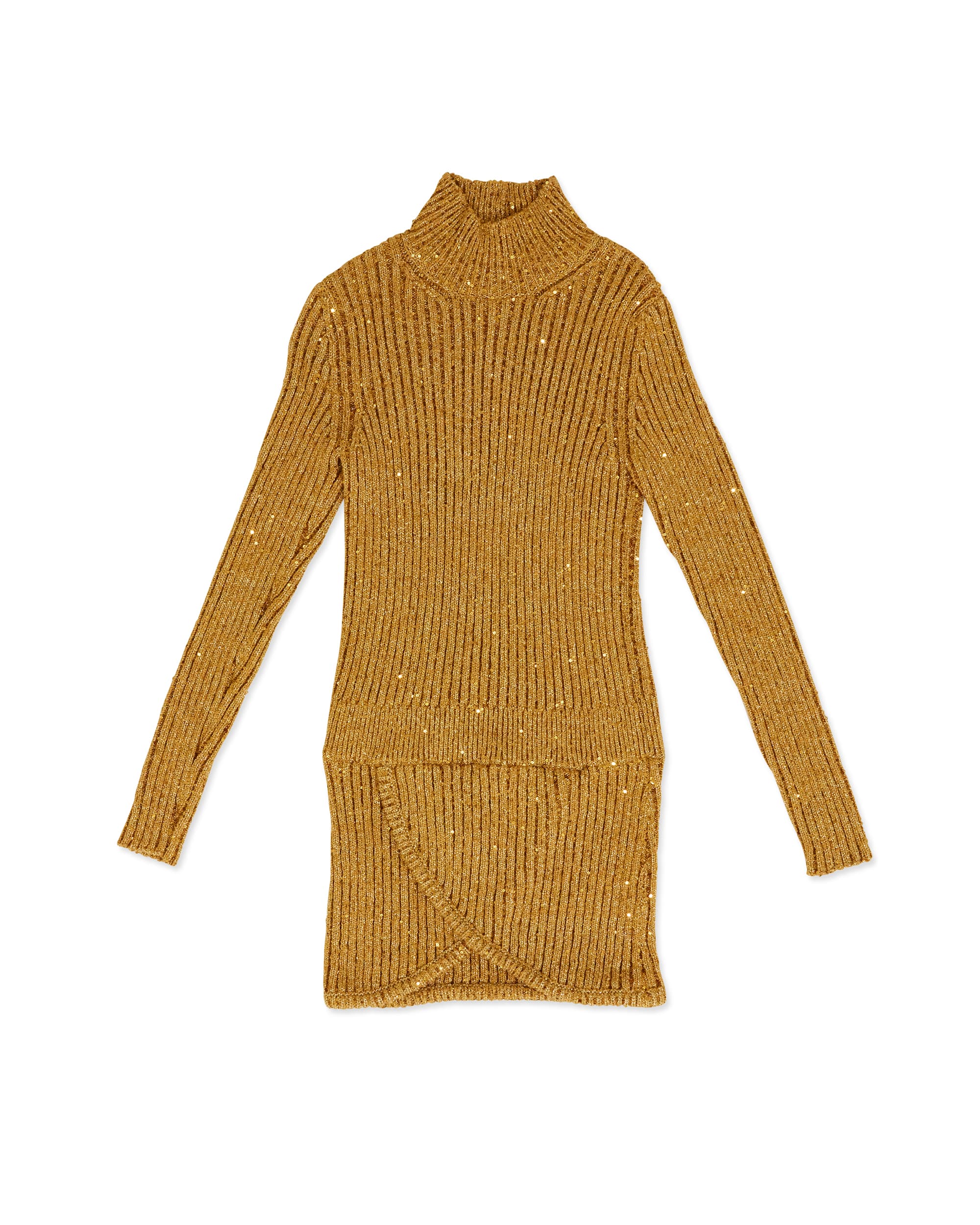 Two Gold Sweaters & Leather Pants - Front