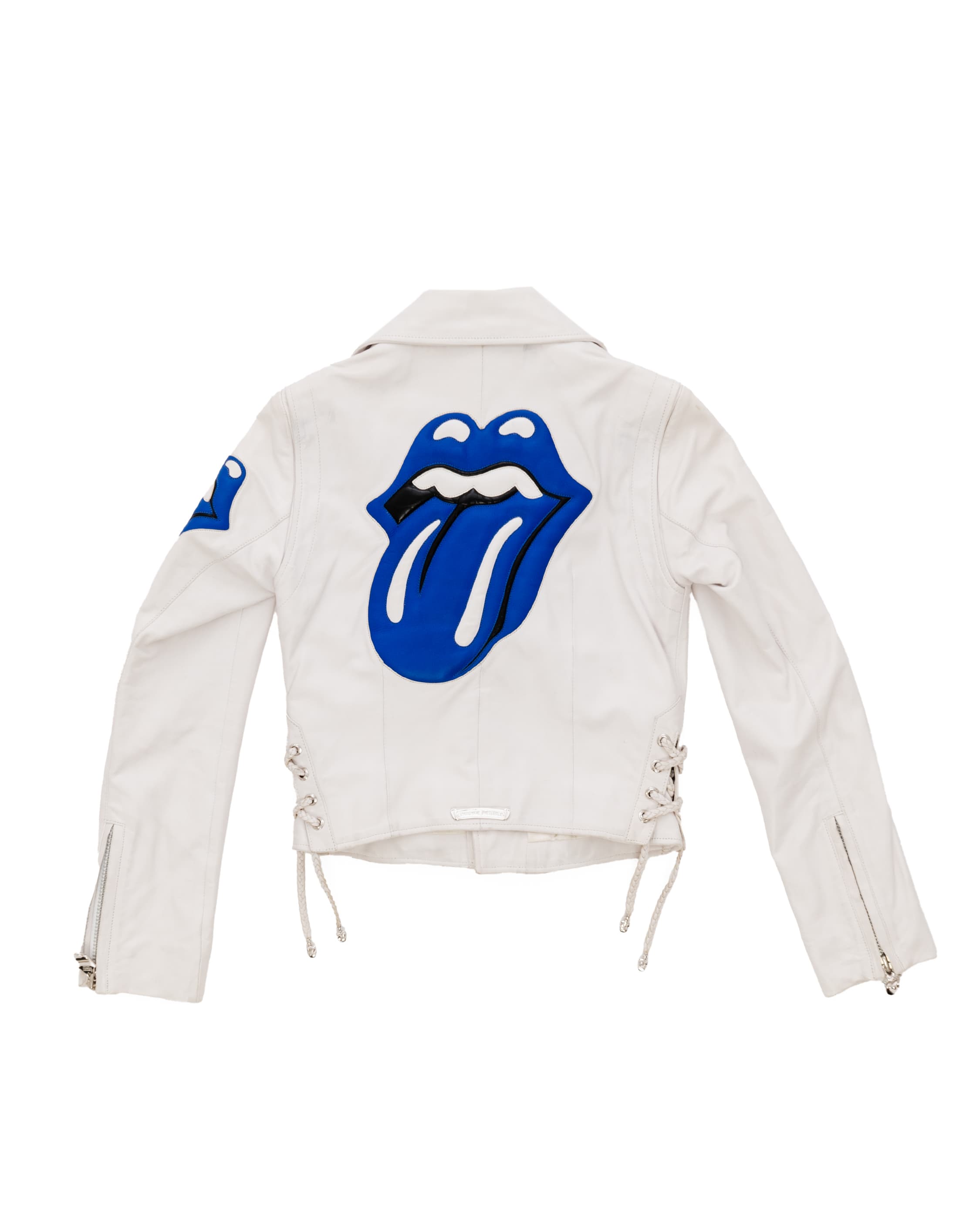 Rolling Stones Blue Lip & Tongue JJ Dean Leather Jacket - image 2 - back of garment