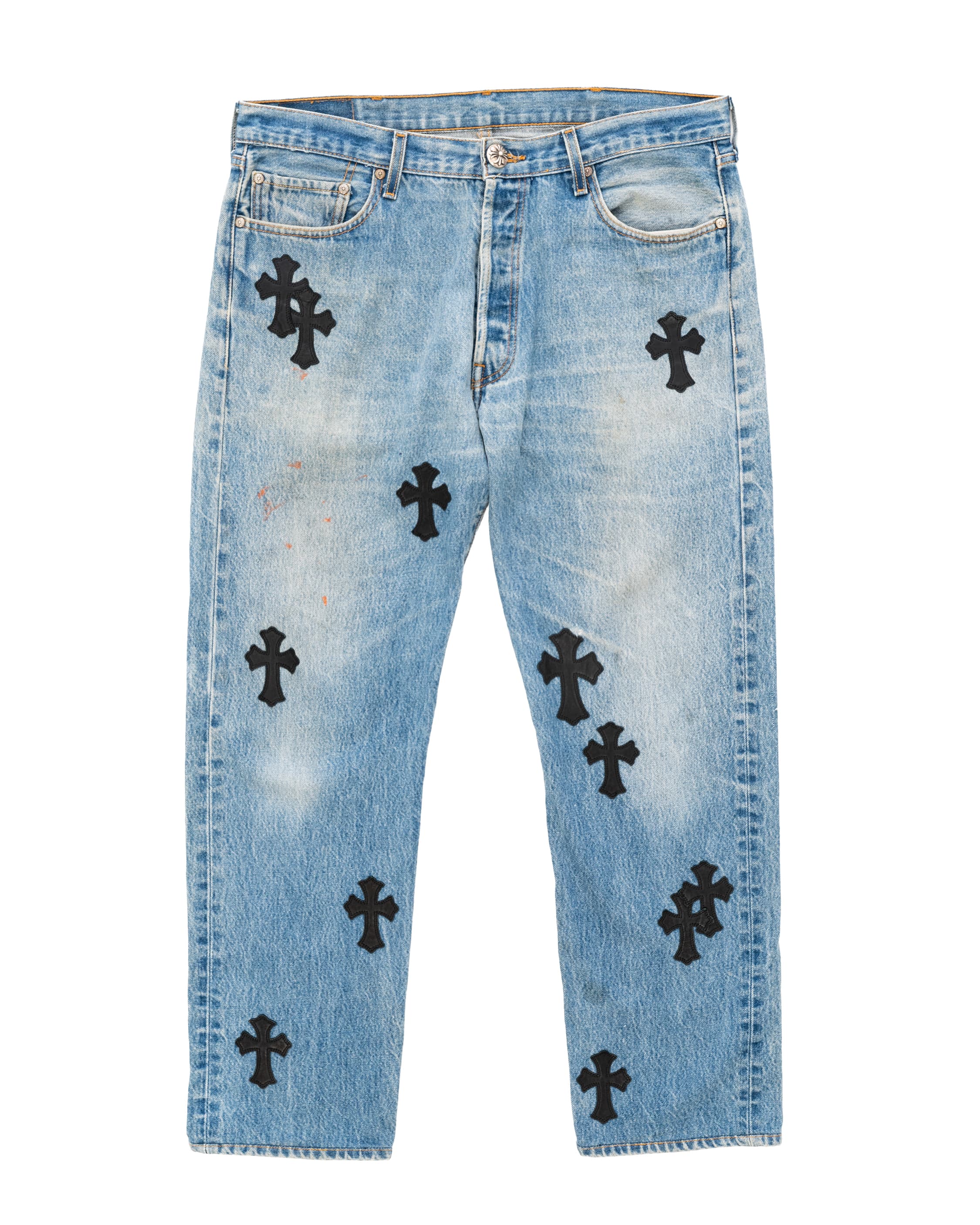 Vintage Levi's Black Cross Patch Blue Jeans - image 1 - front of garment