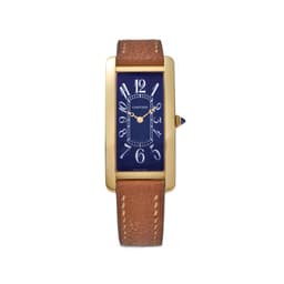 Image of Cartier Tank Cintrée Ref. WGTA0090 in 18k Yellow Gold with Blue Dial and Arabic Numerals “NSO” watch