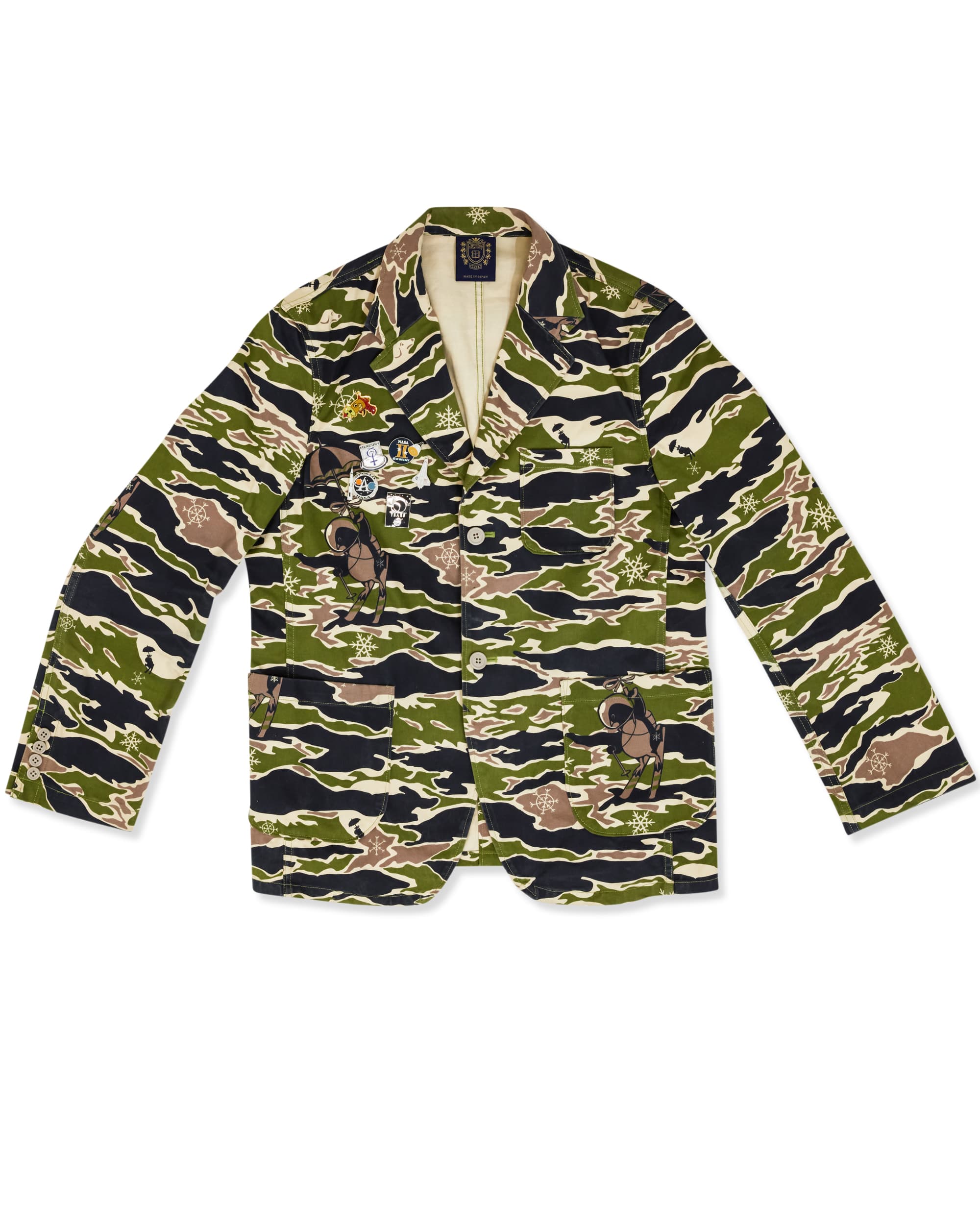 Camo, Snowflake and Penguin Printed Jacket - Front