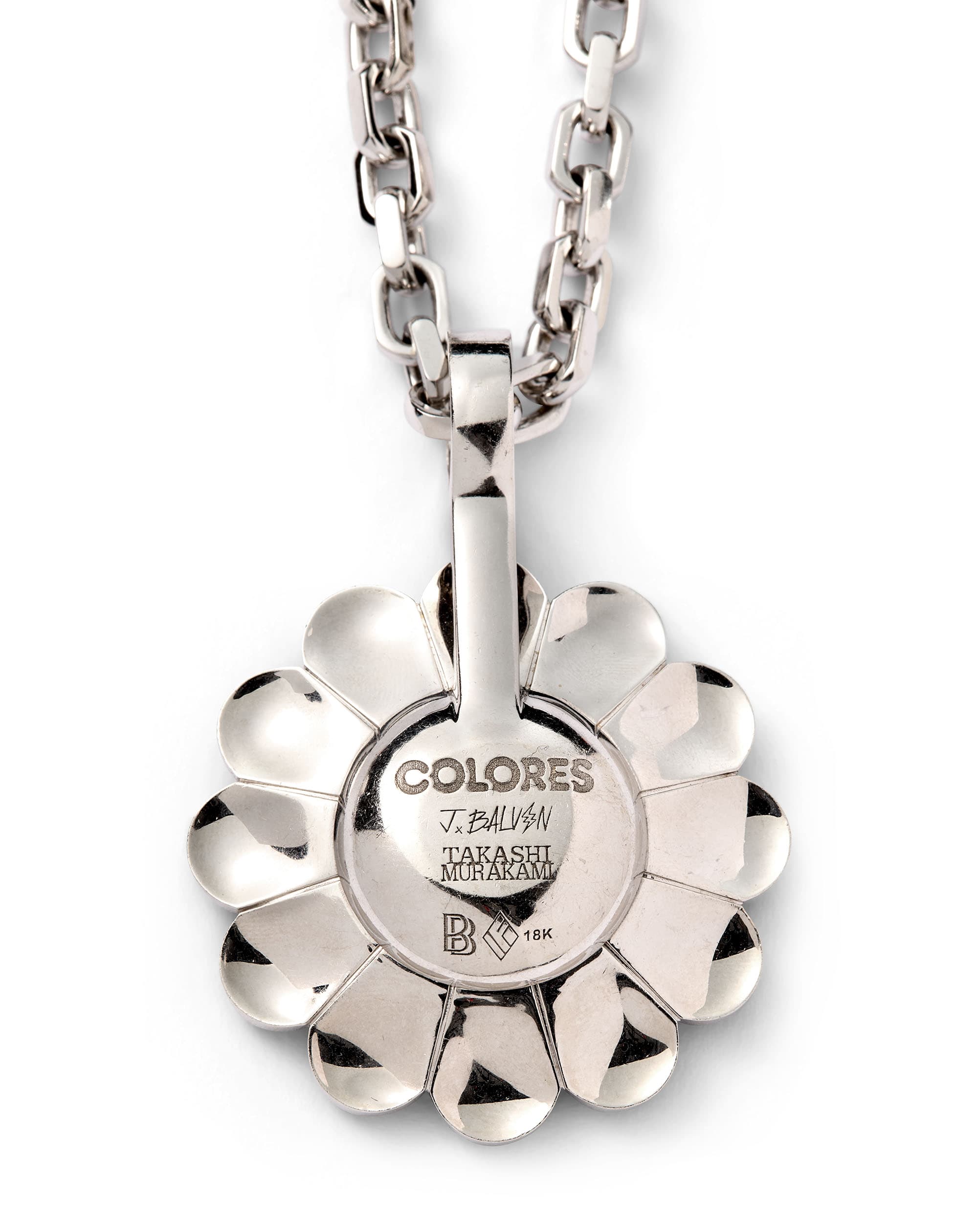 'Negro' Flower Pendant - image 3 - close-up of pendant reverse with inscription