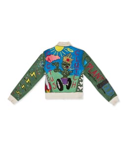 Custom Embroidered Green Leather Jacket - Back