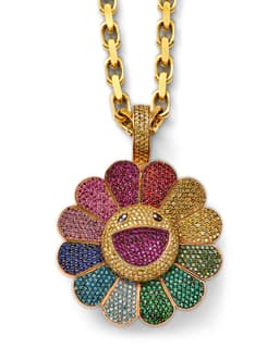 Multi-Color Gemstone Flower Pendant - image 1 - close-up of pendant