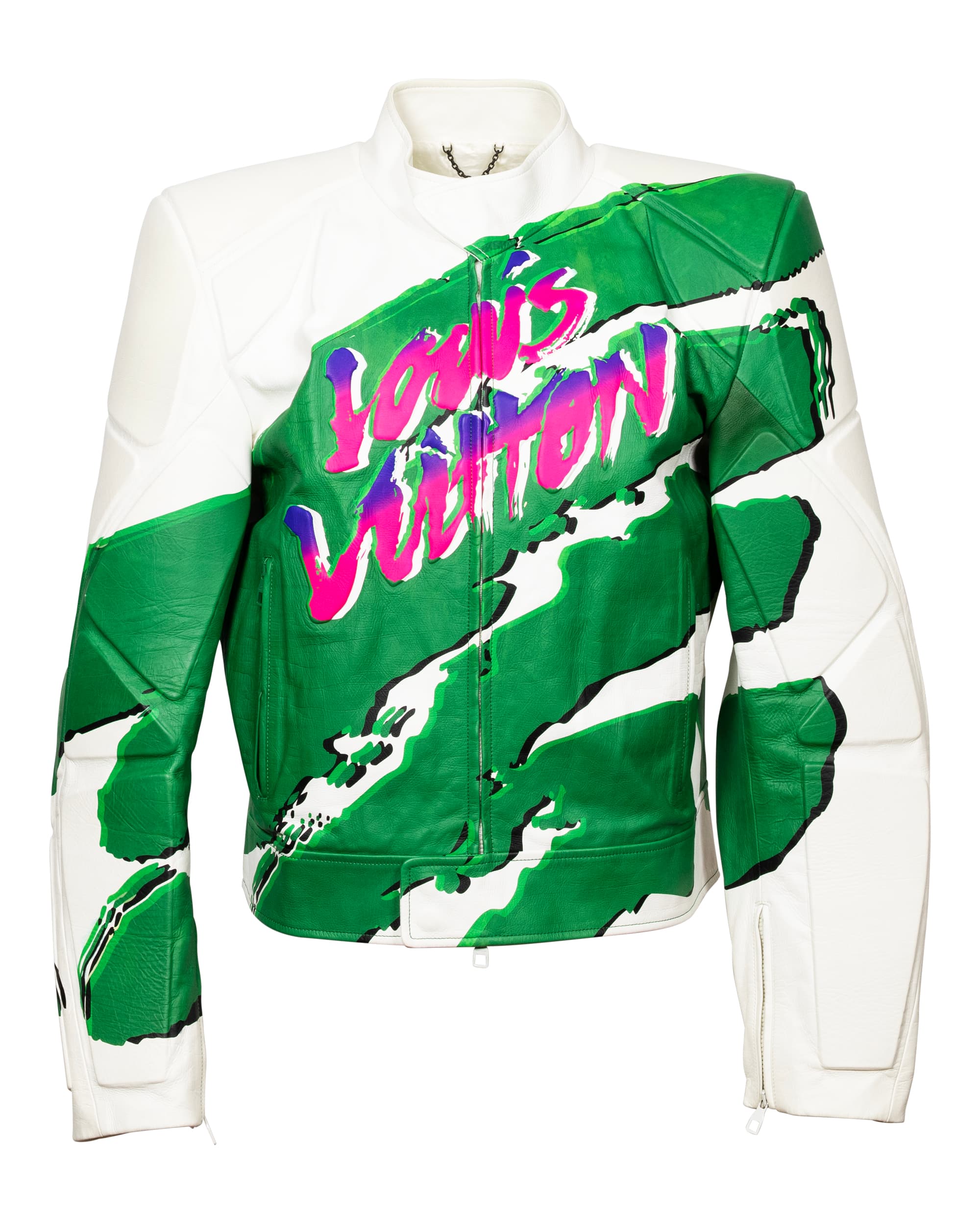 Leather Motorcyle Jacket - image 01 - front of garment