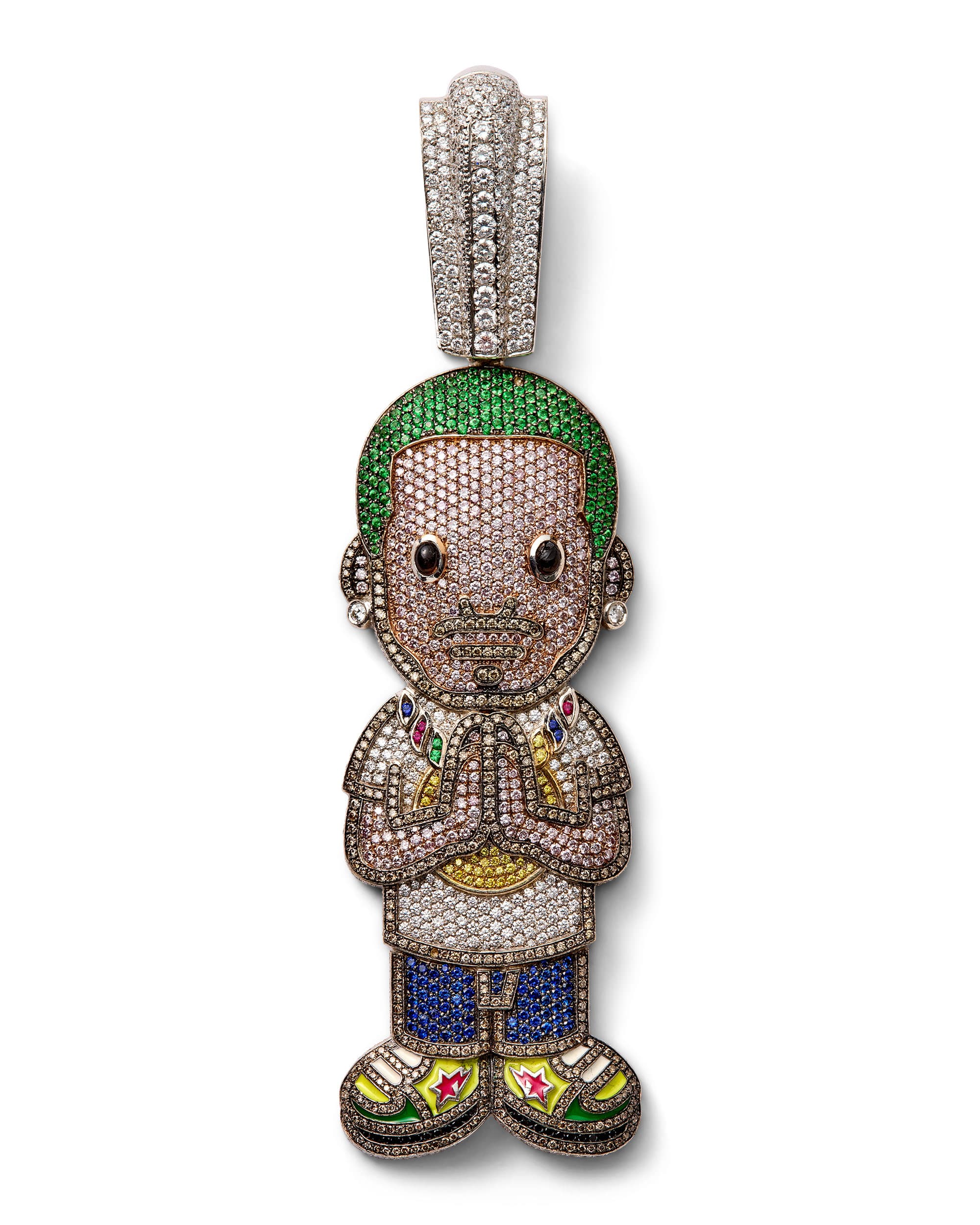 J Balvin Diamond Multi-Color Gemstone Pendant - image 1 - front of pendant