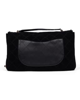 Black Extra Large Jumbo Suede Flap Bag - Back