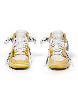 Shoe Surgeon X Air Jordan 1 High 'Off-White Canary Yellow Luxe' - image 2 - front view of the sneakers