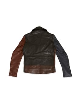 Black, Brown & Blue Leather Jacket - Back