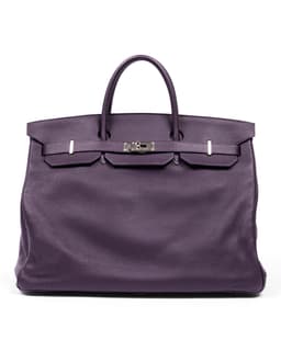 Raisin Togo Leather Travel Birkin 50 with Palladium Hardware - Front