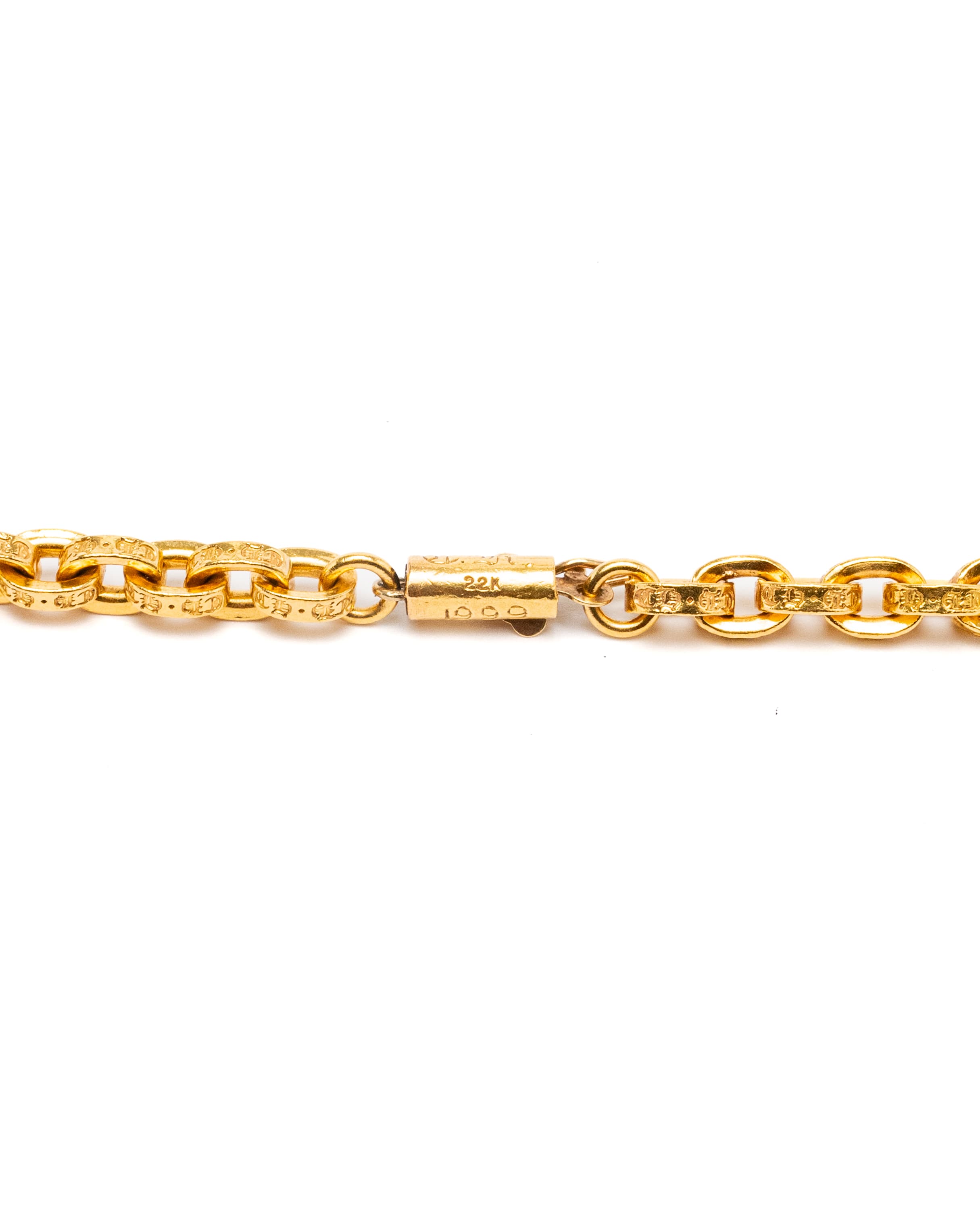 22k Yellow Gold Large Cross Chain Necklace - image 5 - clasp fastening