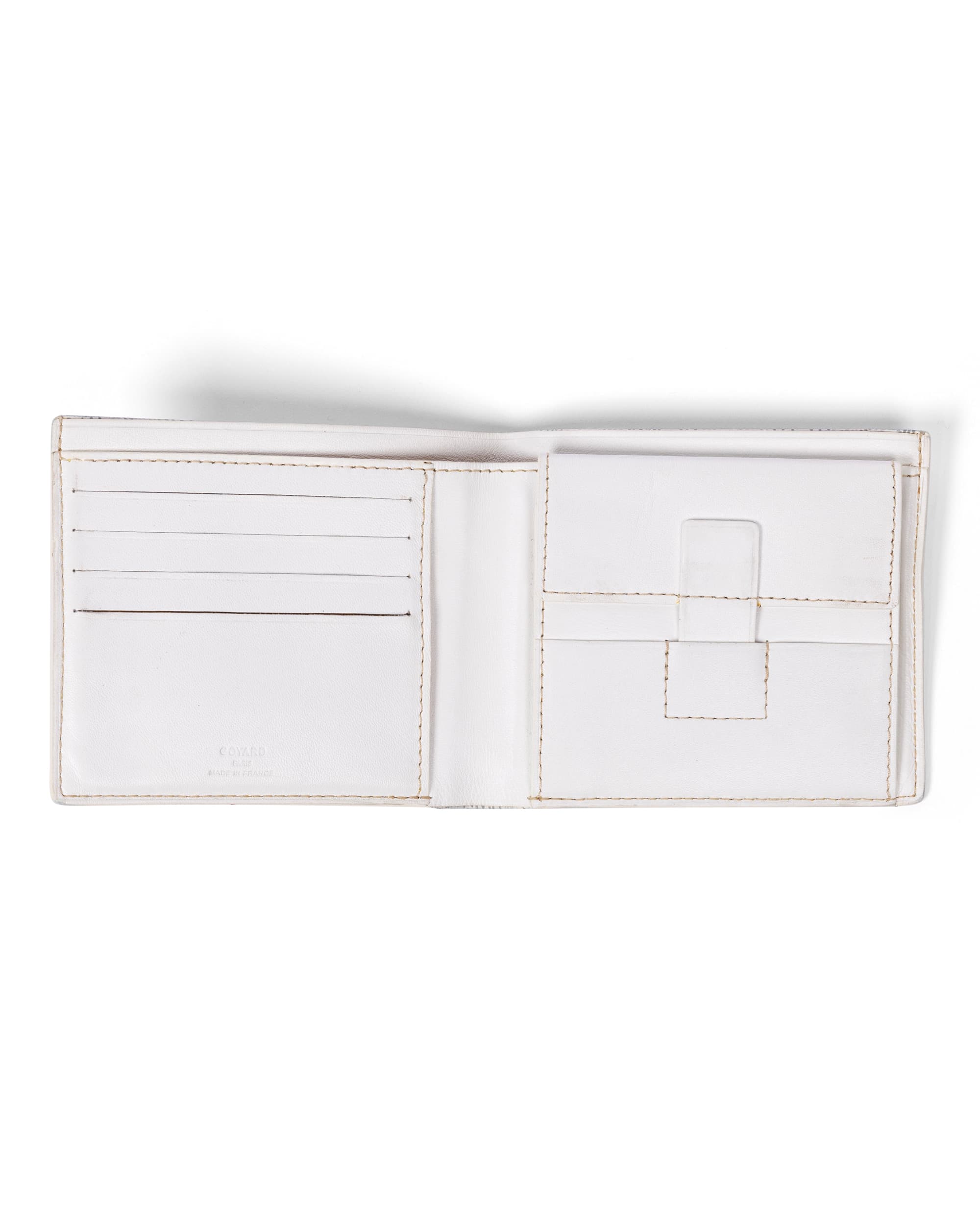 Custom Running Dog White Goyardine Wallet - Open