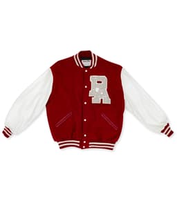 Red Rhinestone Varsity Jacket - Front