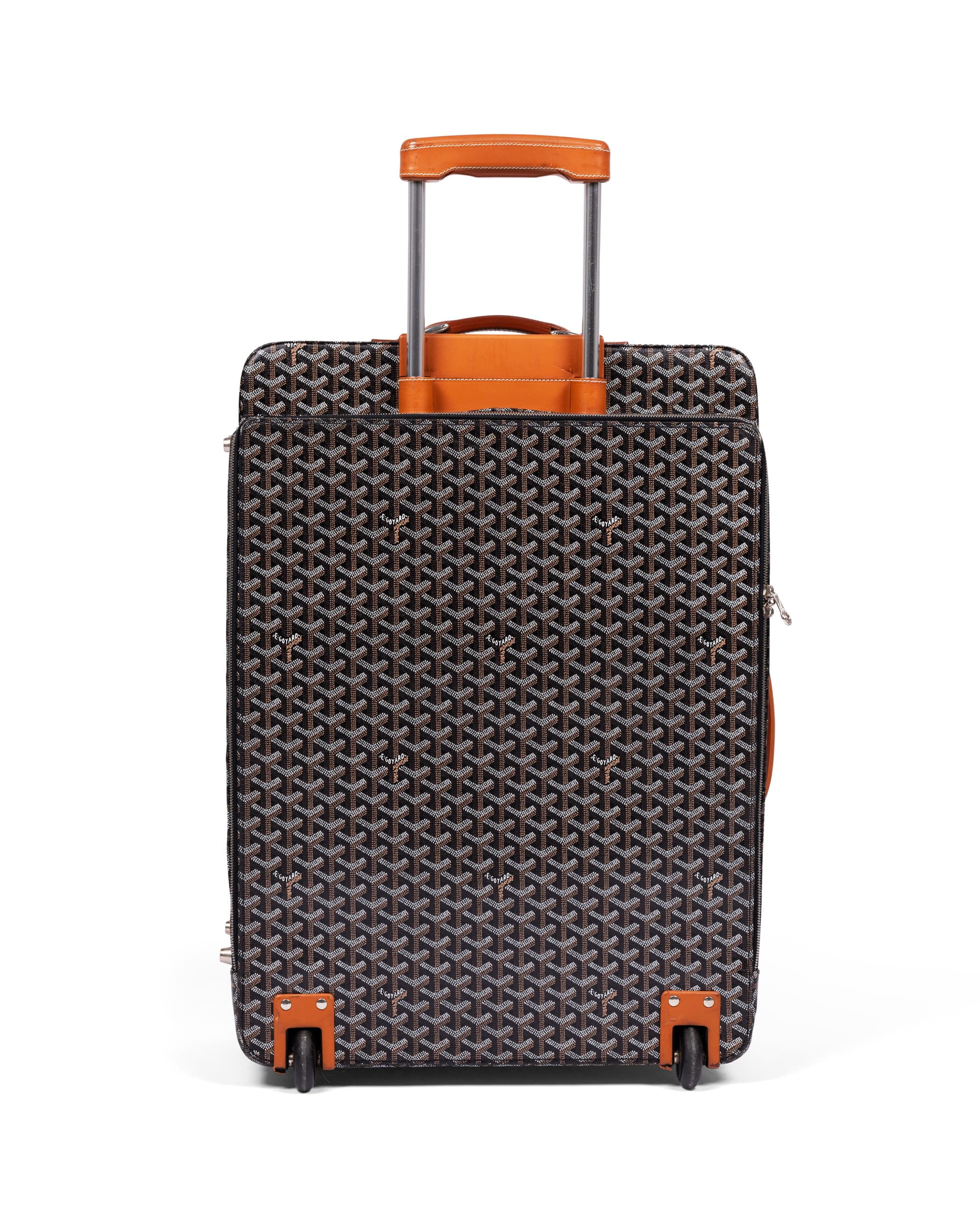 Custom Black Goyardine Trolly Suitcase - Back