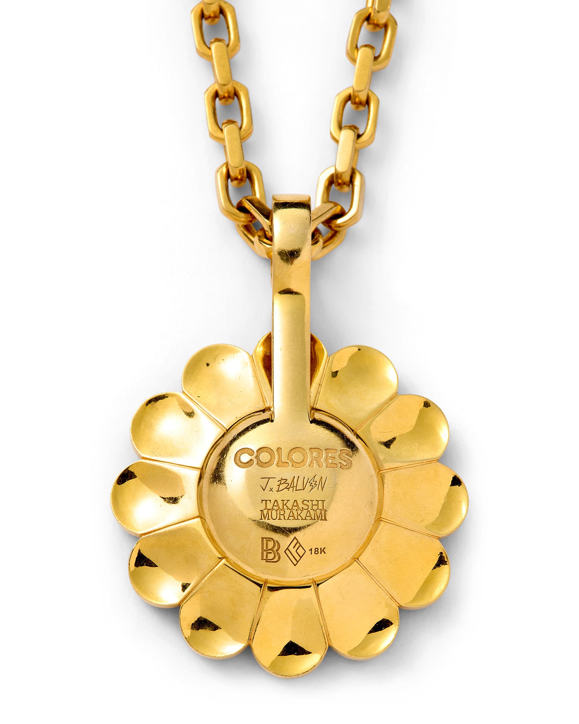 'Amarillo' Flower Pendant - image 3 - reverse of pendant showing inscription