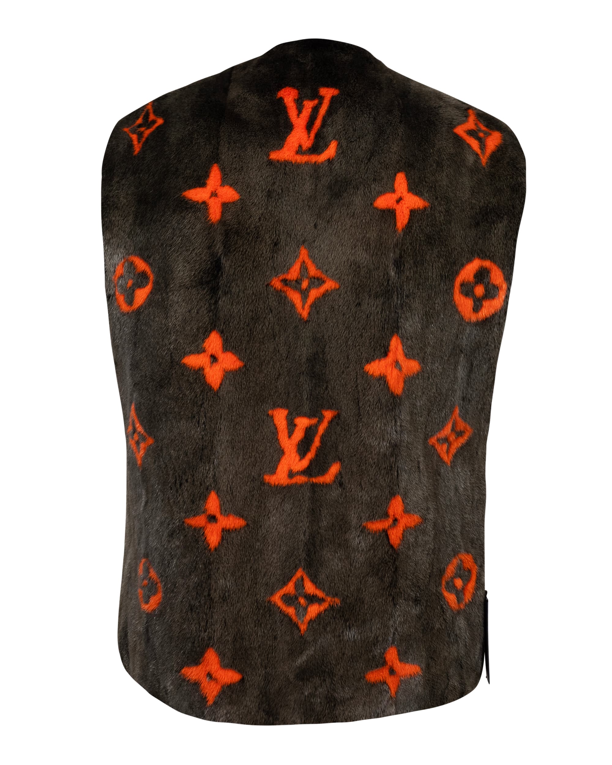 Monogram Intarsia Mink Fur Gilet - image 2 - back of garment