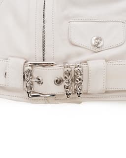 Rolling Stones Blue Lip & Tongue JJ Dean Leather Jacket - image 4 - belt buckle