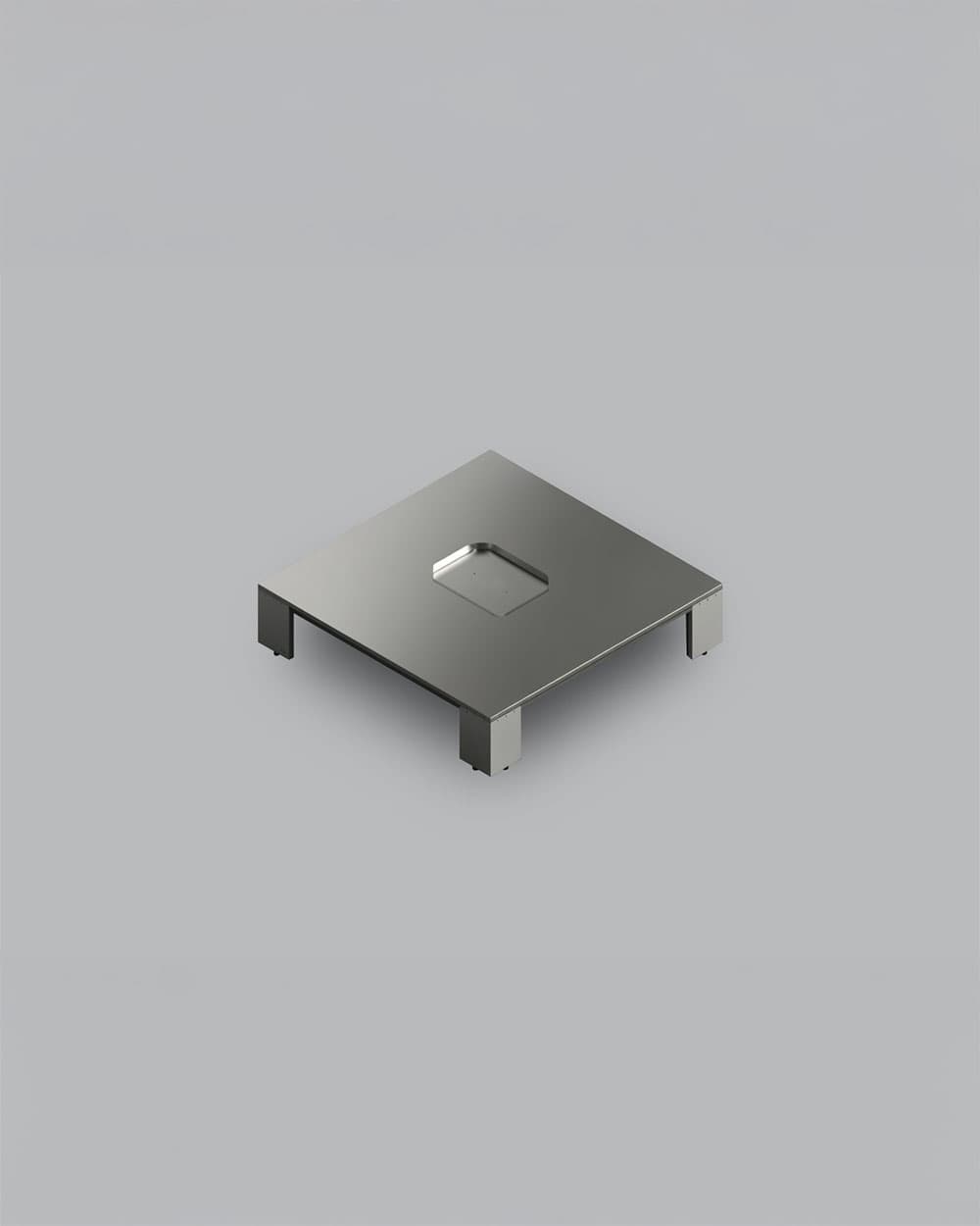 Steel Coffee Table - image 1 - bird's-eye view of table with brass tray on top