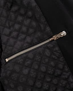 Multicolor Cross Patch Letterman Jacket - image 4 - zipper with dagger charm