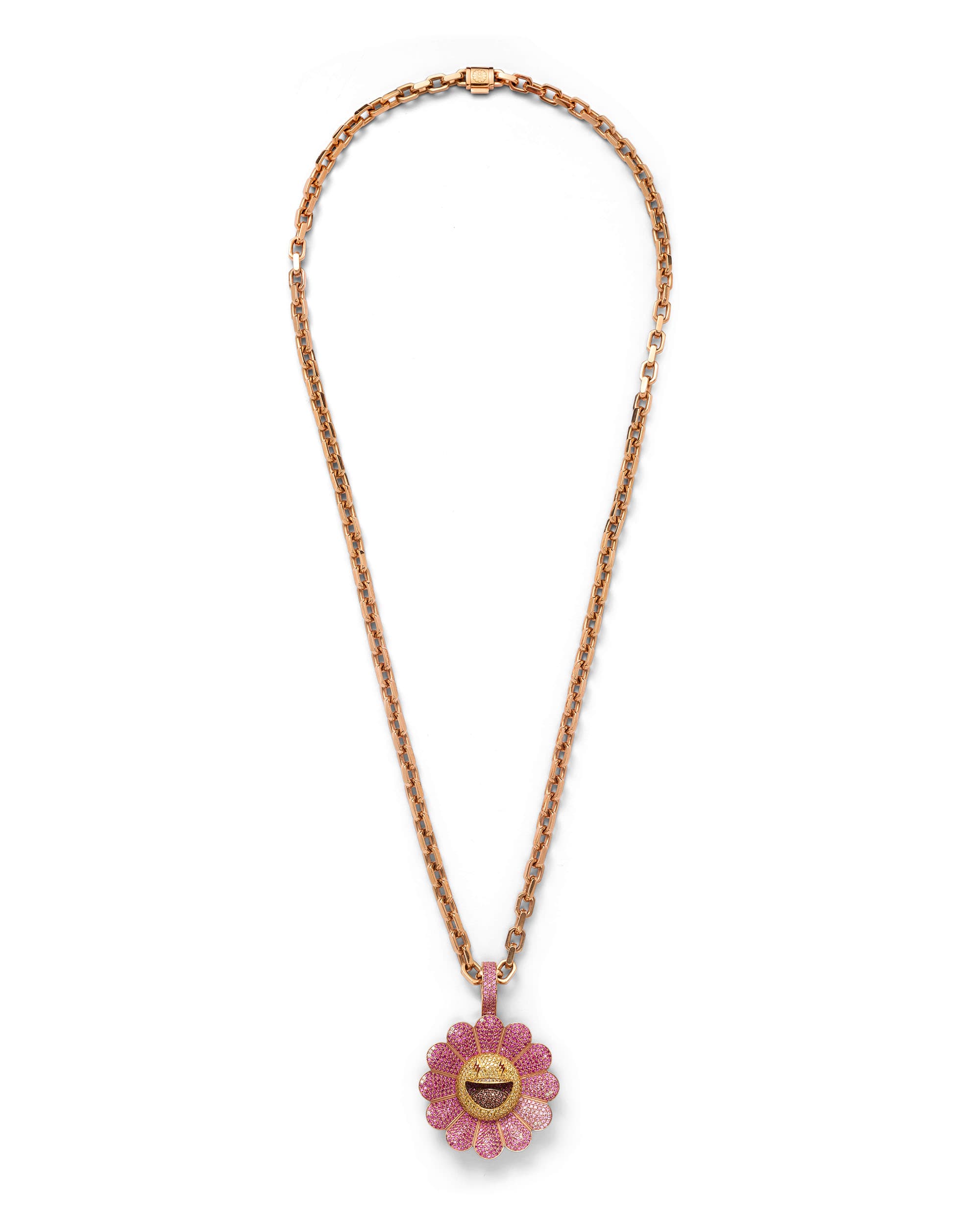 'Rosa' Flower Pendant - image 2 - bird's-eye view, pendant and chain